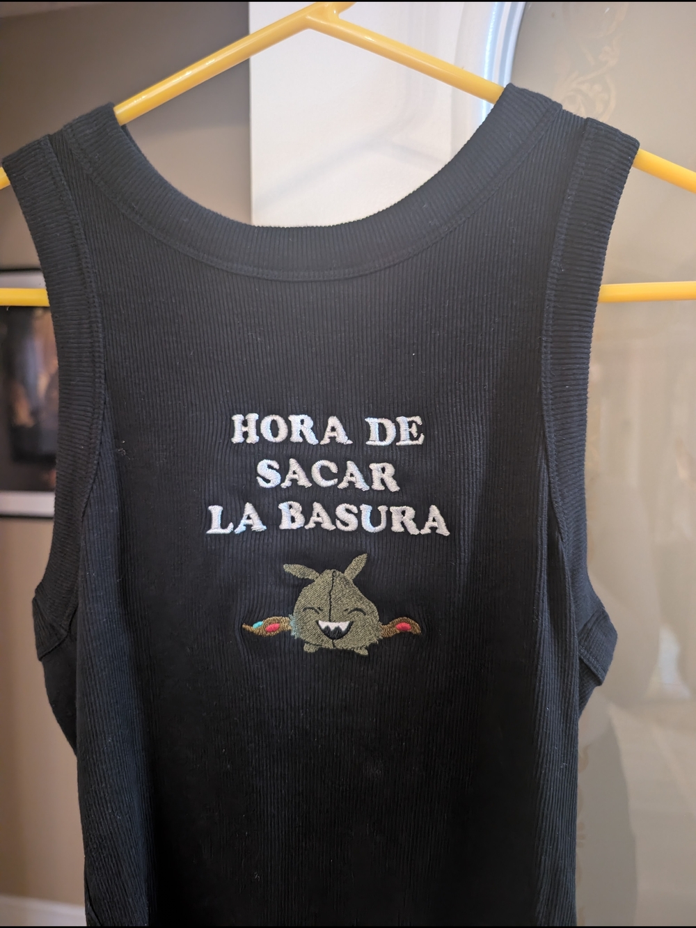 Custom Embroidered Black Rib Knit Crop Top Pokémon Trubbish Funny Cute Gym